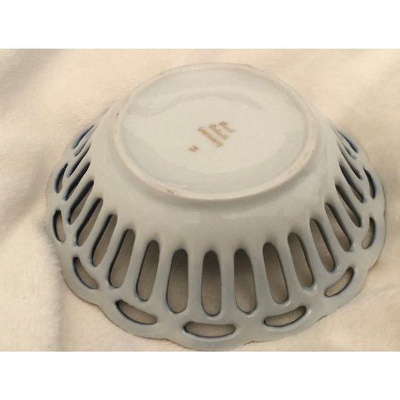 VINTAGE Real Cobalt Germany 10k gold Scalloped Lace Candy Dish - Picture 5 of 6